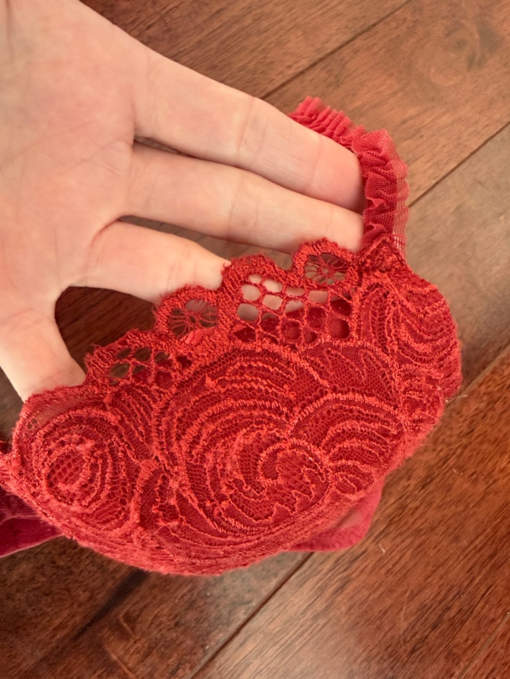 La Perla Red Lace Floral Light Padded Push Up Bra 34C - Picture 2 of 7